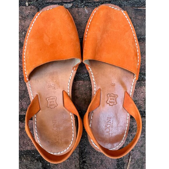 Calaxini Made in Spain Leather Avarca Sandals Orange Suede 39 (US 8.5–9) - Picture 5 of 5
